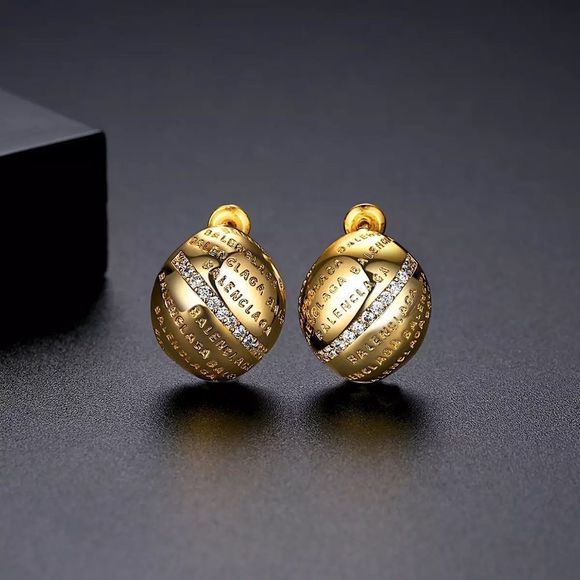 💎146💎 Beautiful Earrings 24k Gold Plated & Cubic Zirconium CZ - Picture 5 of 13